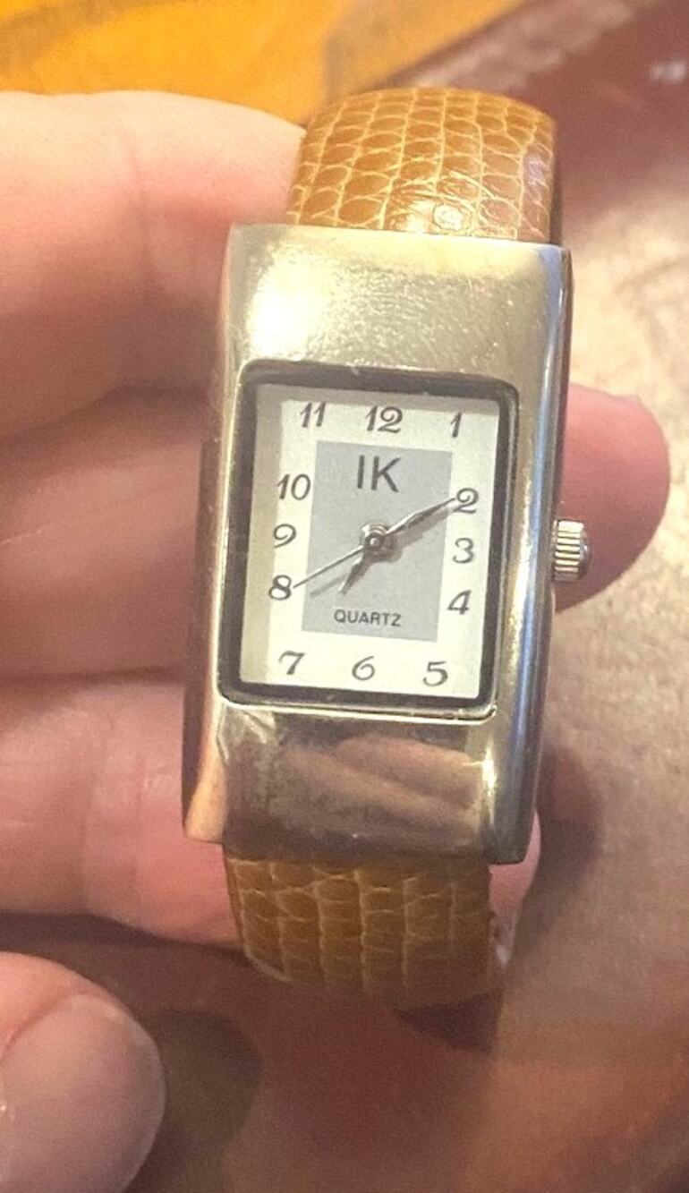 Women's 20mm Silver Tone IK Bangle Watch, Brown Leather Wrapped